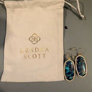 Kendra Scott Elle Gold Drop Earrings Bronze Veined Lapis Turquoise